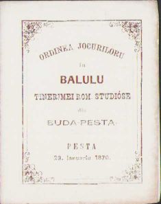 Ordinea jocurilor la Balului tinerimei rom. studióse din Buda-Pesta, 1870