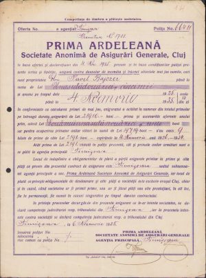 Asigurare contra incendiilor Prima Ardeleană, 1925, Timișoara
