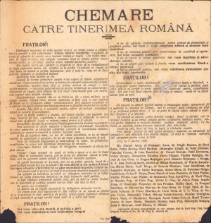 Chemare către tinerimea română, afiș electoral al Partidului Național Român, anul 1926, Cluj