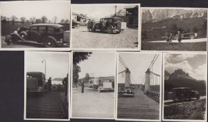 Lot de 7 poze cu 2 autoturisme de epocă cu numere de înmatriculare de Sighișoara, interbelice