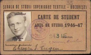 Carte de student, Școala de Studii Superioare Textile, București, 1946