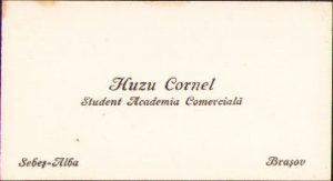 Carte de vizită student originar din Sebeș, Academia Comercială din Brașov
