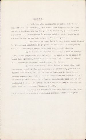 Protocol academician Victor Vâlcovici - Societatea Rosud, 1946