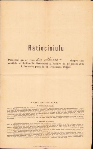 Ratiociniulu, act cu 4 ștampile bisericești românești diferite, județul Timiș, 1897