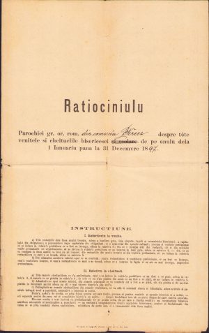 Ratiociniulu, act cu 4 ștampile bisericești românești diferite, județul Timiș, 1897