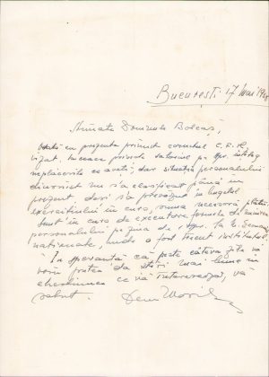 Scrisoare către Lucian Bolcaș din partea Institutului de Demografie, 1938