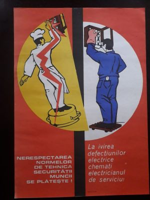 Afiș protecția muncii, România comunistă