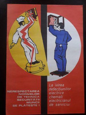 Afiș protecția muncii, România comunistă