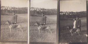 Lot de 3 poze ofițer german cu câine-lup, cca anii 1920