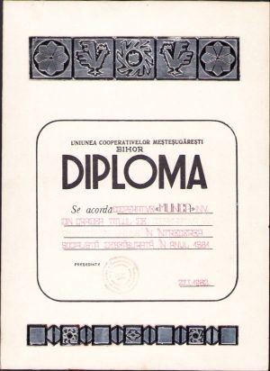 Diplomă "Cooperativă evidențiată pe Uniune", 1982, Oradea