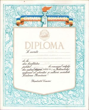 Diplomă Cântarea României Oradea, locul II pe județ