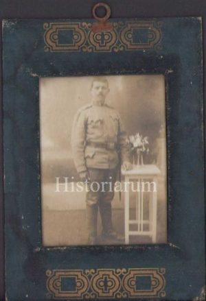 Soldat austro-ungar, fotografie în ramă de epocă, cu sticlă