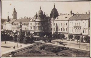 Cluj, imagine din centrul orașului, cu sediile băncilor importante, 1930