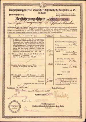 Poliță de asigurare, 1941, Germania nazistă