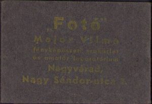 Album reclamă studio foto Major Vilma, Oradea, pentru poze cu mărimea 9/6 cm, perioada interbelică
