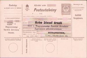 Mandat poștal ante 1918, Magyar Király Posta