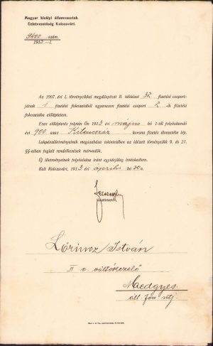 Act Magyar kiraly allamvasutak, 1913, Cluj