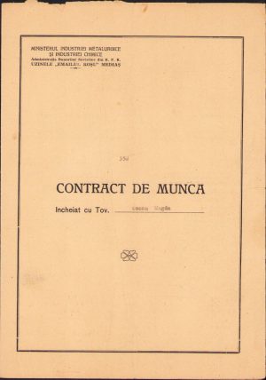 Contract de muncă, 1949, Uzina "Emailul Roșu", Mediaș