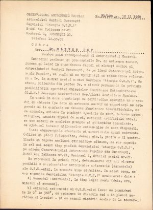 Observatorul Astronomic București Serviciul Atenție OZN!, 1968