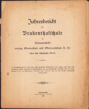 Jahresbericht der Brukenthalschule in Hermannstadt, 1921/22