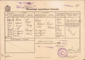 Extras registru căsătorii, 1941, Oradea