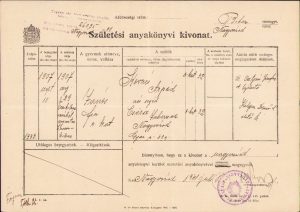 Extras registru nașteri, 1941, Oradea