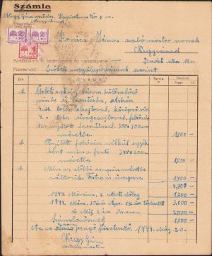 Factură croitor, Oradea, 1944