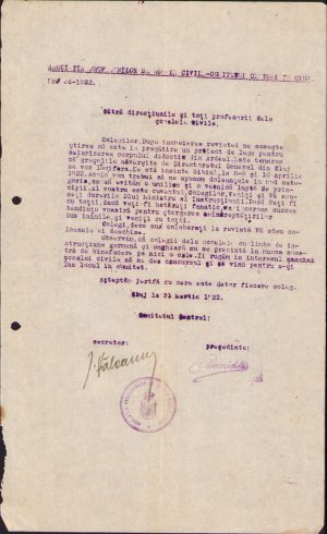 Apel, 1922, Asociația Profesorilor de Școale Civile