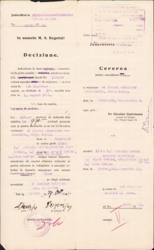 Decizie executare judecătorească, 1931, Oradea