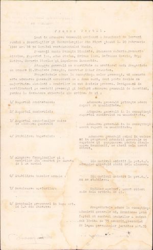 Act Reuniunea de lectură română a Meseriașilor, Făget, județul Timiș, 1944
