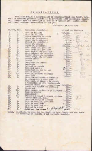 Act Reuniunea Română a Meseriașilor și Comercianților, Făget, județul Timiș, 1944