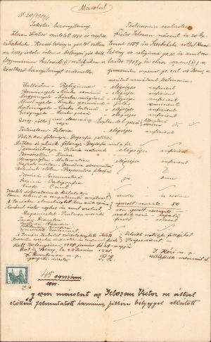 Copie legalizată, 1914, Testimoniu scolastic pentru preot român