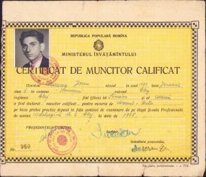 Certificat de muncitor calificat mecanic auto, 1955, Cluj