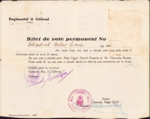 Bilet de voie permanent, Regimentul 11 Călărași, Cluj