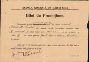 Bilet de promoțiune, 1923, Școala normală băieți Cluj