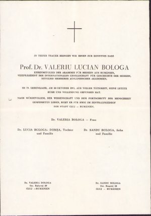 Ferpar profesor universitar dr. Valeriu Lucian Bologa, 1971, Cluj
