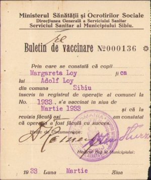 Buletin de vaccinare, 1933, Sibiu