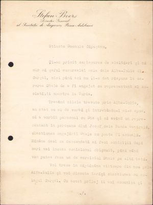 Semnătură olografă Ștefan Boer, director general "Prima Ardeleană" pe act cu antetul societății, 1941