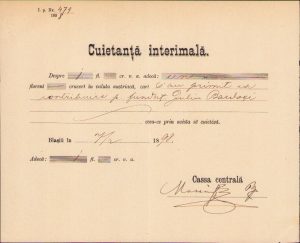 Chitanță, Blaj, 1898, Fundația Iuliu Bardoși