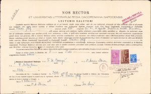 Copie oficială, de epocă, diplomă de medic, Cluj, 1938