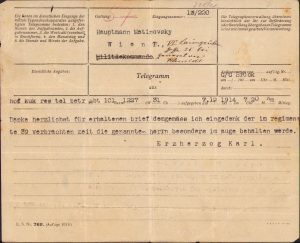 Telegramă dată de Arhiducele Karl al Austro-Ungariei, 1914