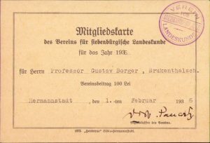 Carte de membru "Vereins für siebenbürgische Landeskunde", Sibiu, 1936