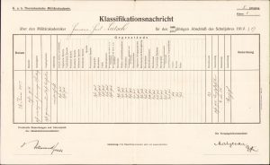 Foaie calificativă k.u.k. Academia Militară Tereziană, 1916