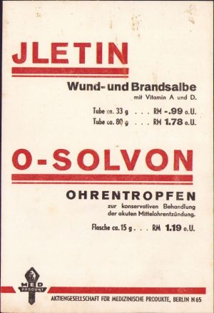 Reclamă medicament, Germania, anii 1930-1940