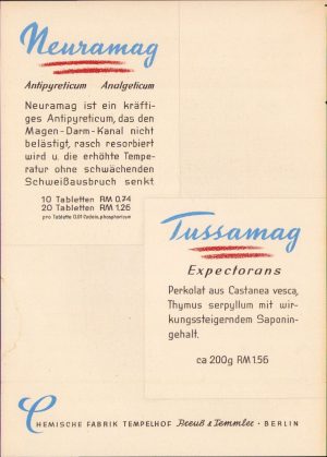 Reclamă medicament, Germania, anii 1930-1940
