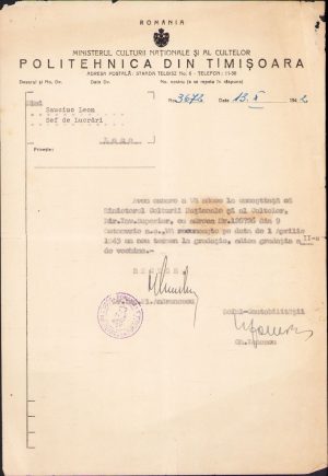 Semnătura olografă a rectorului Politehnicii din Timișoara, profesor Plautius Andronescu, 1942