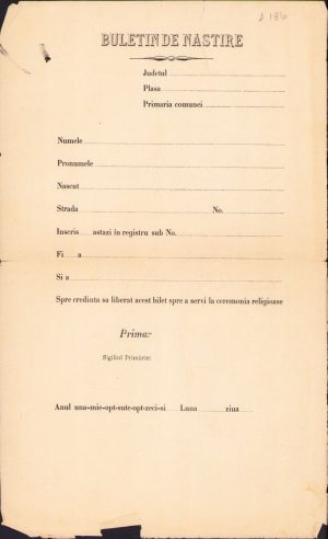 Tipizat Buletin de nastire, anii 1880, România