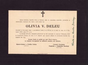 Ferparul Oliviei Deleu, soția patriotului Victor Deleu, 1949