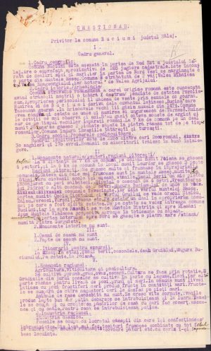 Chestionar privitor la comuna Buciumi, județul Sălaj, cca anul 1940