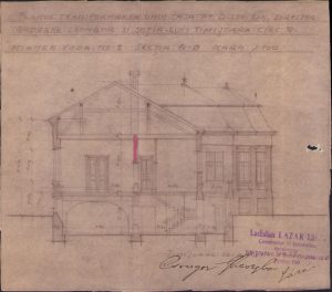 Lot de 4 planuri ale casei din Timișoara a directorului unei firme de asigurări din oraș, Csongor Gyorgy, 1928